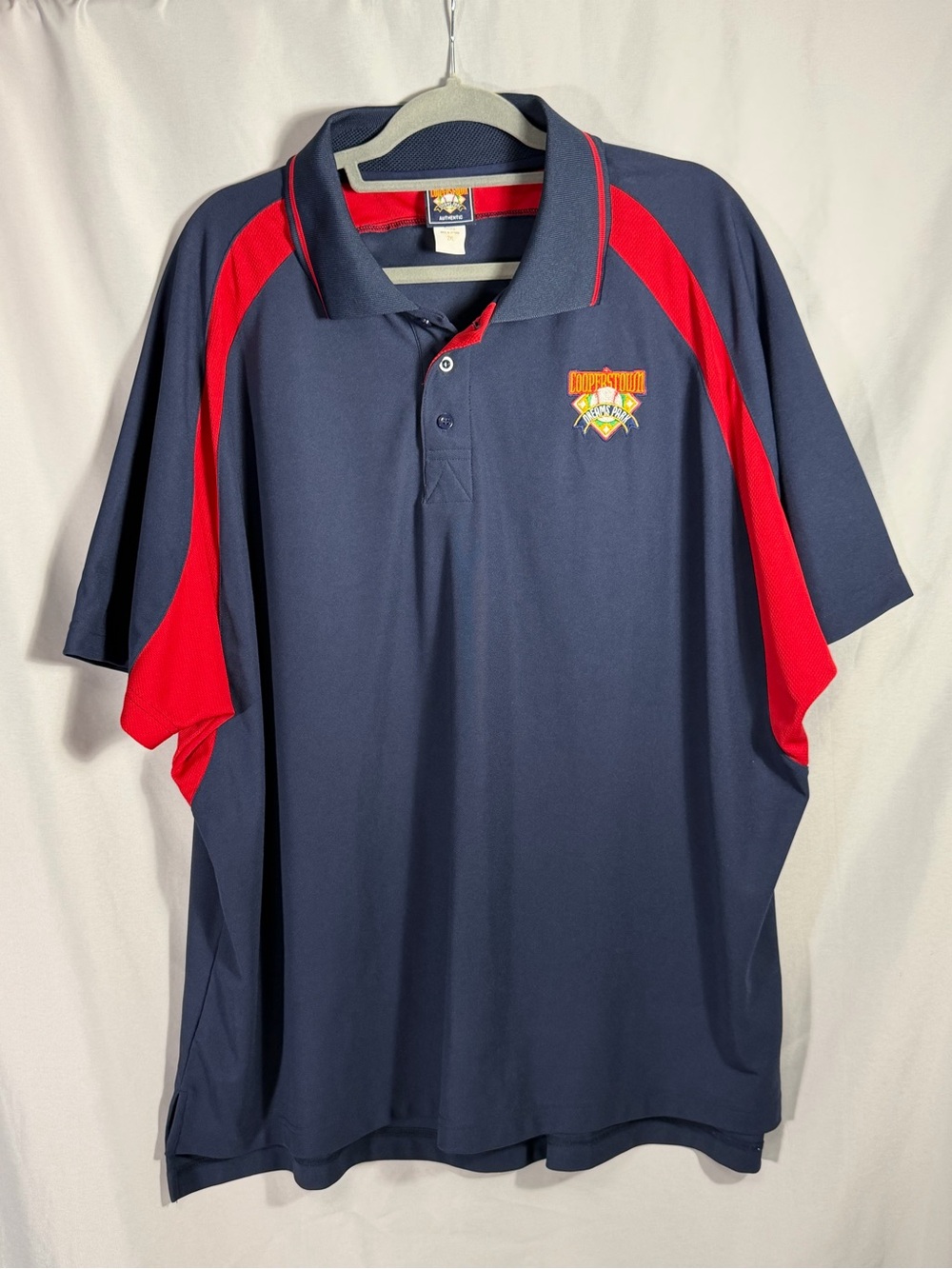 MLB Men's Cooperstown Dream Park Navy Red Short Sleeve Polo Shirt Authentic 2XL